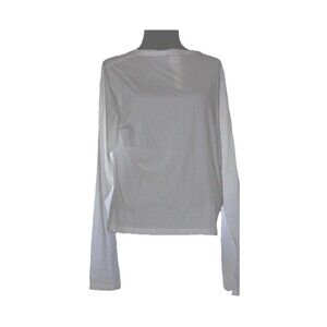 Victoria’s Secret PINK White Long Sleeve Crewneck Tee Women’s Size Medium Logo